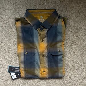 Kuhl Men's Casual Plaid Shirt - Navy and Mustard